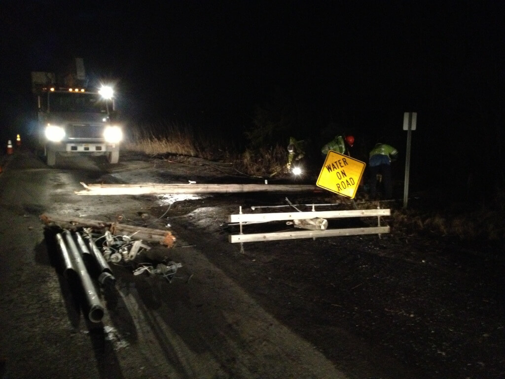Crews work in flooded area