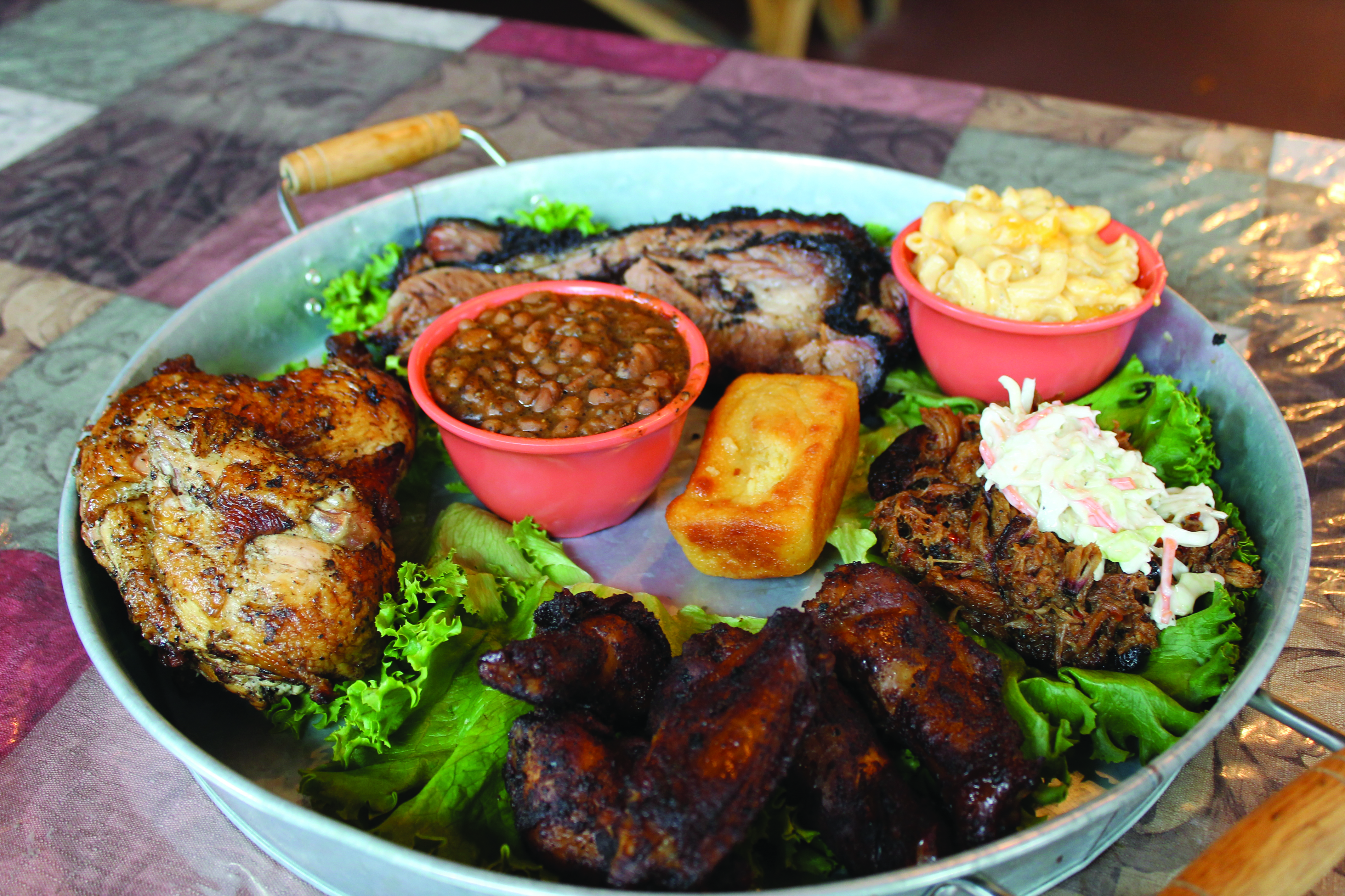 Wings, pulled pork and beef brisket are customer favorites.