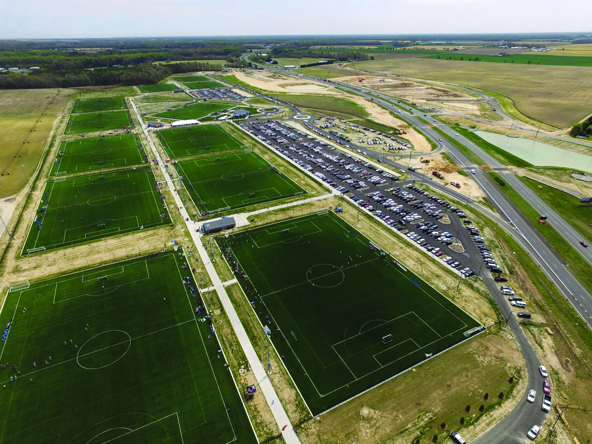 DE Turf features 12 turf fields, five fields are lighted.