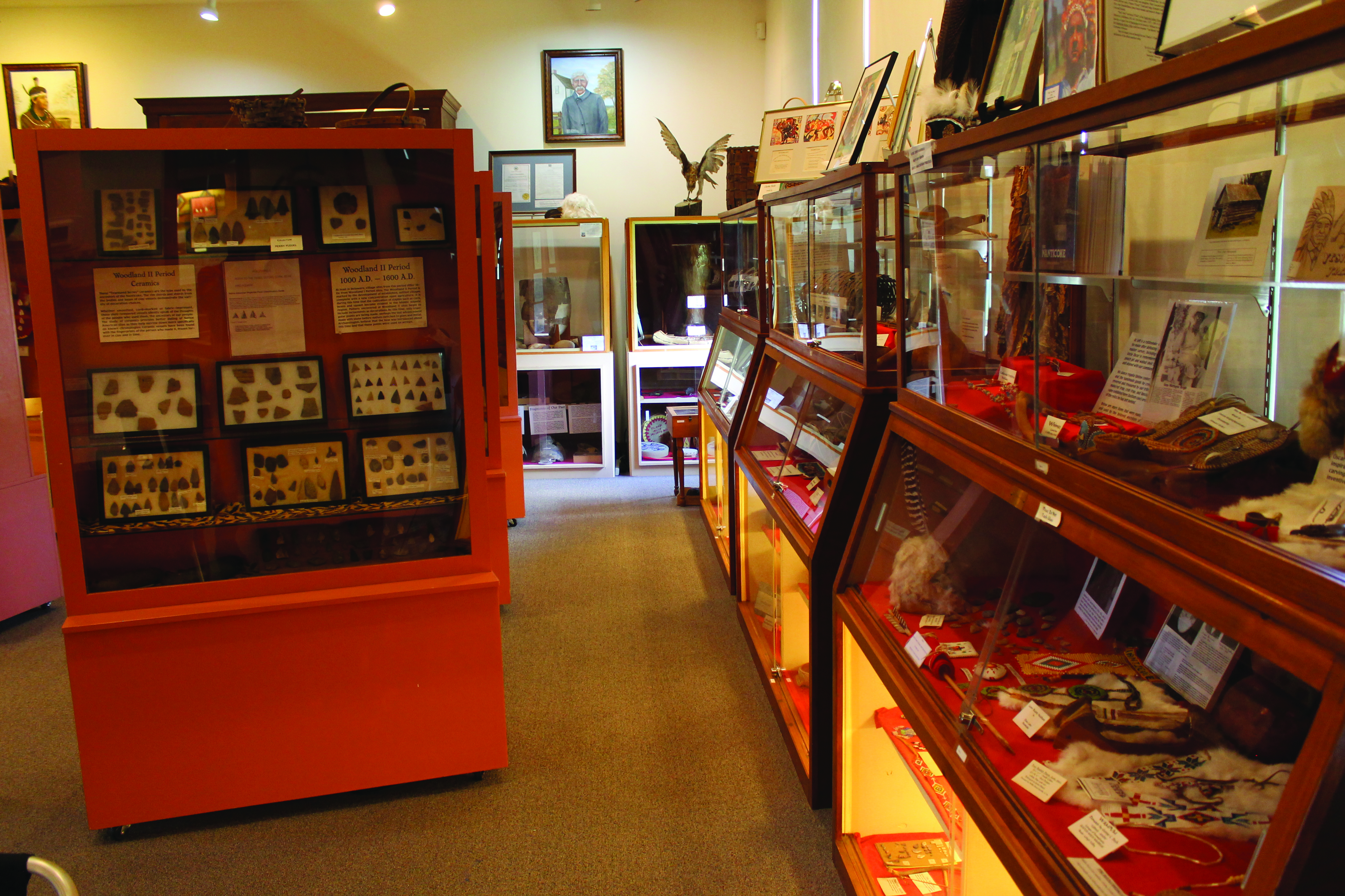 The Nanticoke Indian Museum in Millsboro features artifacts dating back to 9500 B.C., including ceramics and Native American tools.