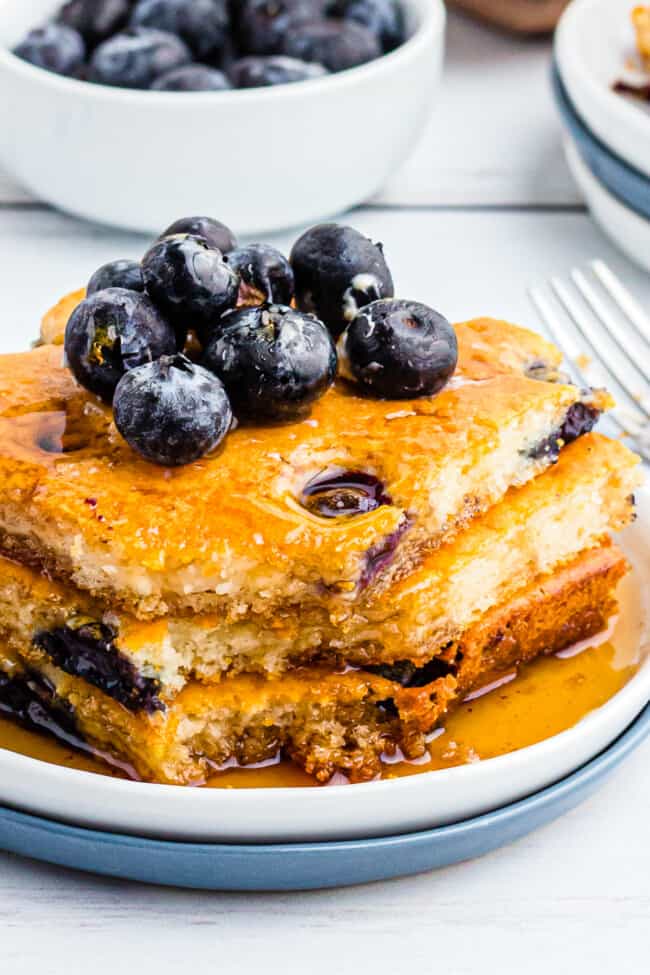 Enjoy these blueberry sheet pan pancakes!