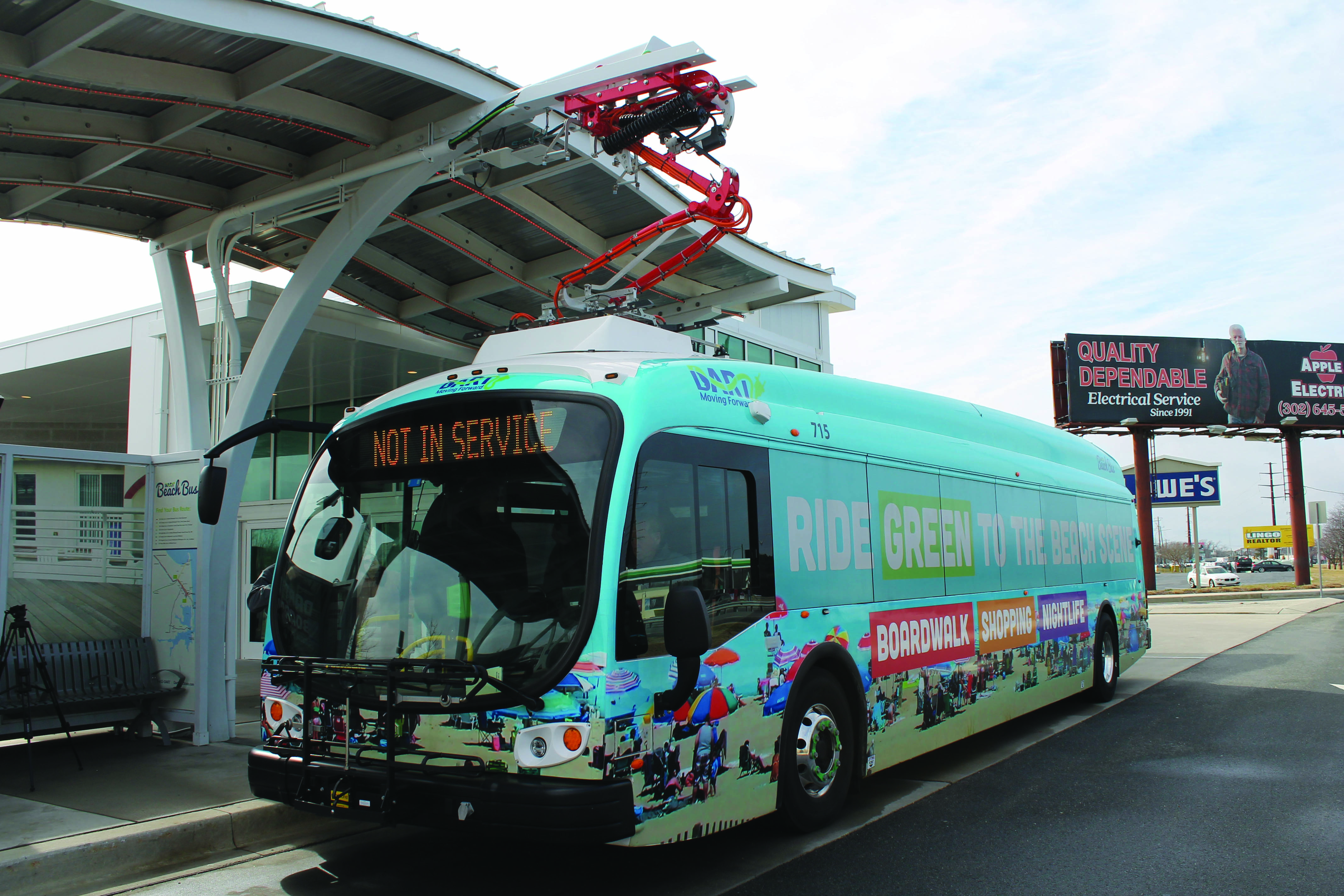 Powering the future! DEC supplies electric to the first overhead pantograph electric bus charging stations in the state.