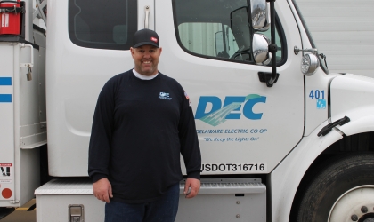DEC Lineworker Ben Salisbury credits what he learned from Co-op safety training for his quick response when he came upon an accident on the morning of December 22.