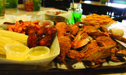 Seafood on platter