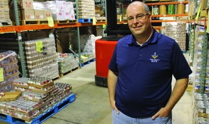 Man in food warehouse
