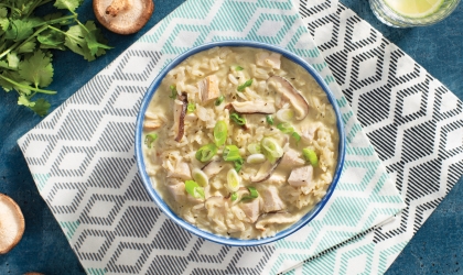 Stay warm this January with a delicious bowl of Thai Chicken and Rice Soup.