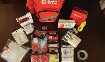 An American Red Cross emergency preparedness kit includes important supplies members can use in the event of severe weather events.