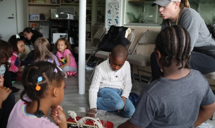 Students enjoy interactive activities as part of their lesson at DASEF's Environmental Outpost.