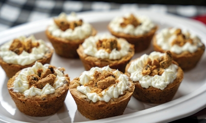 Cheesecake Cookie Cups pictured on a serving plate