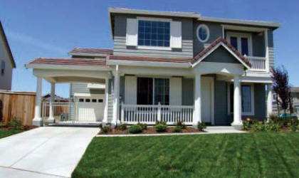 Photo of a two-story house on a neighborhood street