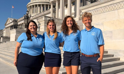 DEC Youth Tour delegates at the Capitol during the 2026 Electric Cooperative Youth Tour in Washington, D.C. (L-R) DEC chaperone Lauren Irby, Lauren Pieshala, Madelyn Gallo and Flynn Mucha.