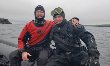 Dr. Mark Moline — cofounder of Project Recover — poses for a photo with a fellow researcher during one of the organization's recovery missions.