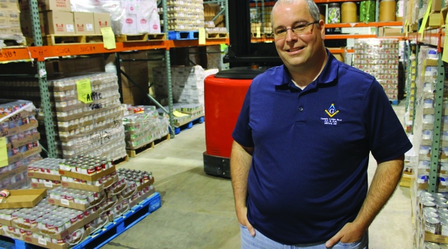 Man in food warehouse
