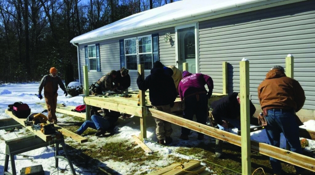 Men building ramp