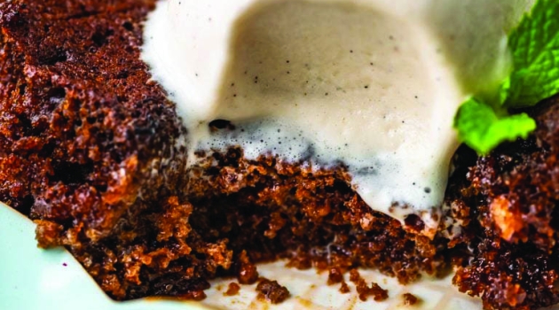 Gingerbread with ice cream