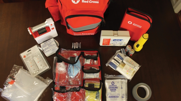 An American Red Cross emergency preparedness kit includes important supplies members can use in the event of severe weather events.