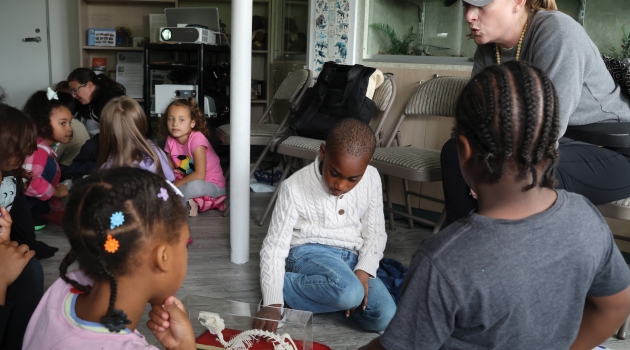 Students enjoy interactive activities as part of their lesson at DASEF's Environmental Outpost.
