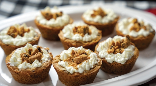 Cheesecake Cookie Cups pictured on a serving plate
